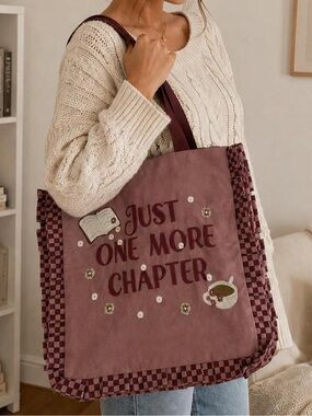 NWT Lady Delaney Just One More Chapter Bookish Tote Bag